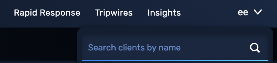 Using the top navigation bar's Accounts drop-down to switch from a client account back to the parent account.