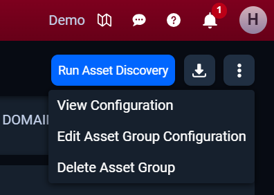 The actions menu for External Assets page is next to the Export Files button