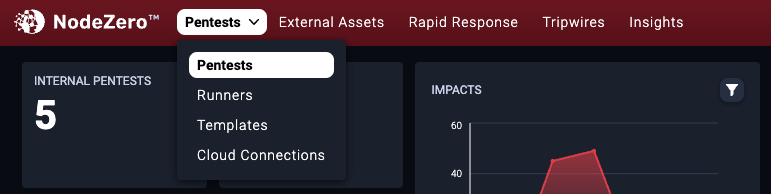 The Pentests link is in top level navigation of the UI.